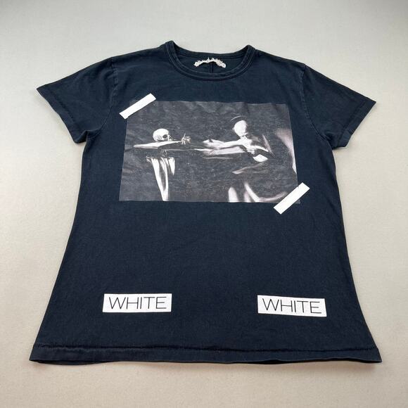 Off White T-Shirt Adult XS Black Caravaggio Virgil Abloh Painting Diagonal 2014 - Picture 1 of 14